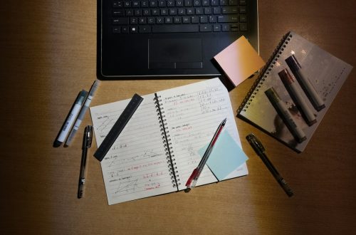Laptop on a desk for digital note taking and brainstorming