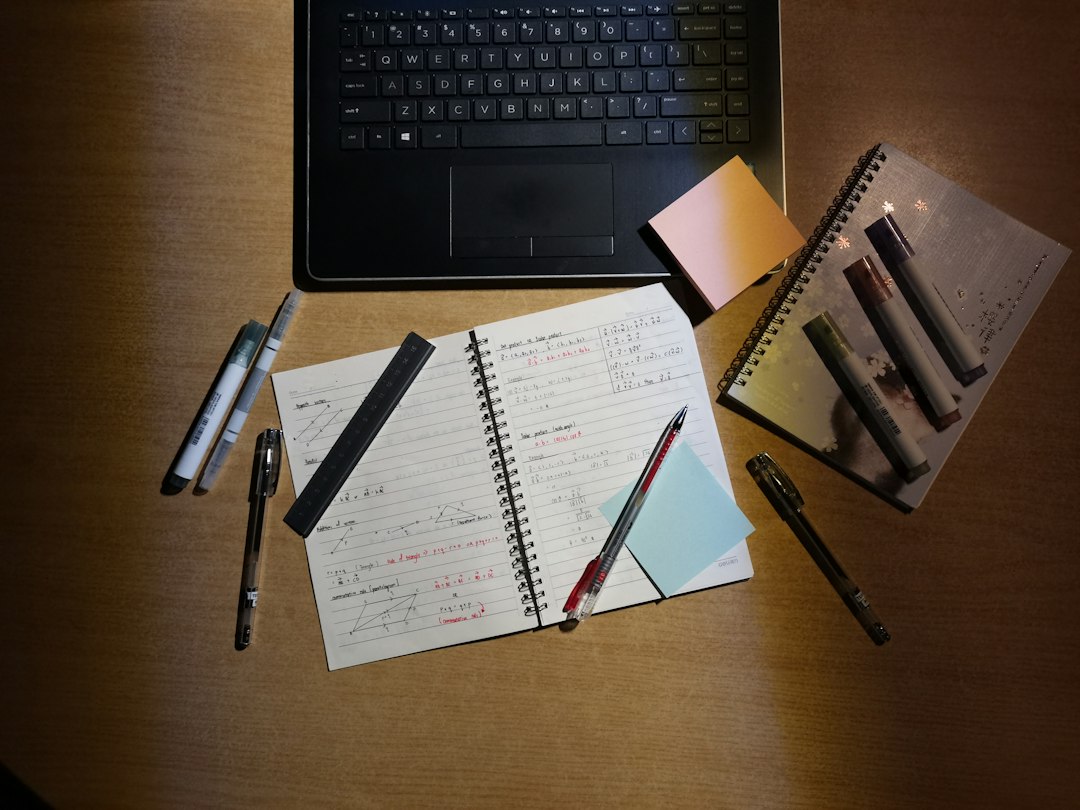 Laptop on a desk for digital note taking and brainstorming