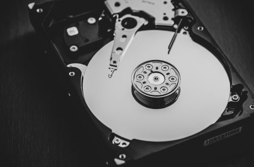 Computer hard drive representing storage health and maintenance